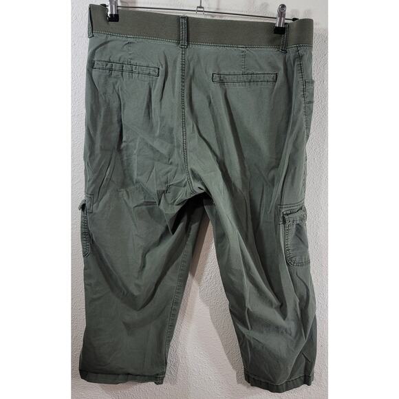 Lee Green Relaxed Fit Cropped Cargo Pants Medium Lightweight Soft Stretch Pocket - Picture 2 of 6